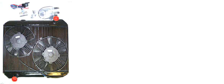 MGC ELECTRIC FAN KIT	                           298.00 ex VAT Twin Revotec fans mounted to rear of the radiator, modified by us to fit the standard radiator. Kit includes the thermostatic switch, to fit unobtrusively in the bottom hose, plus all parts to install.  P/N: MGCFAN